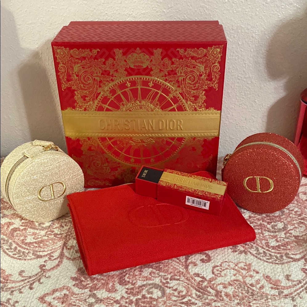 Dior Red And Gold Accessory Set
